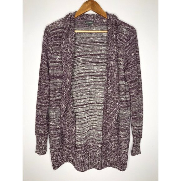Eddie Bauer Women's Large Purple Heathered Pattern Open Front Cardigan Sweater - Picture 1 of 8